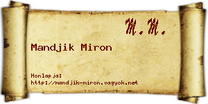 Mandjik Miron névjegykártya